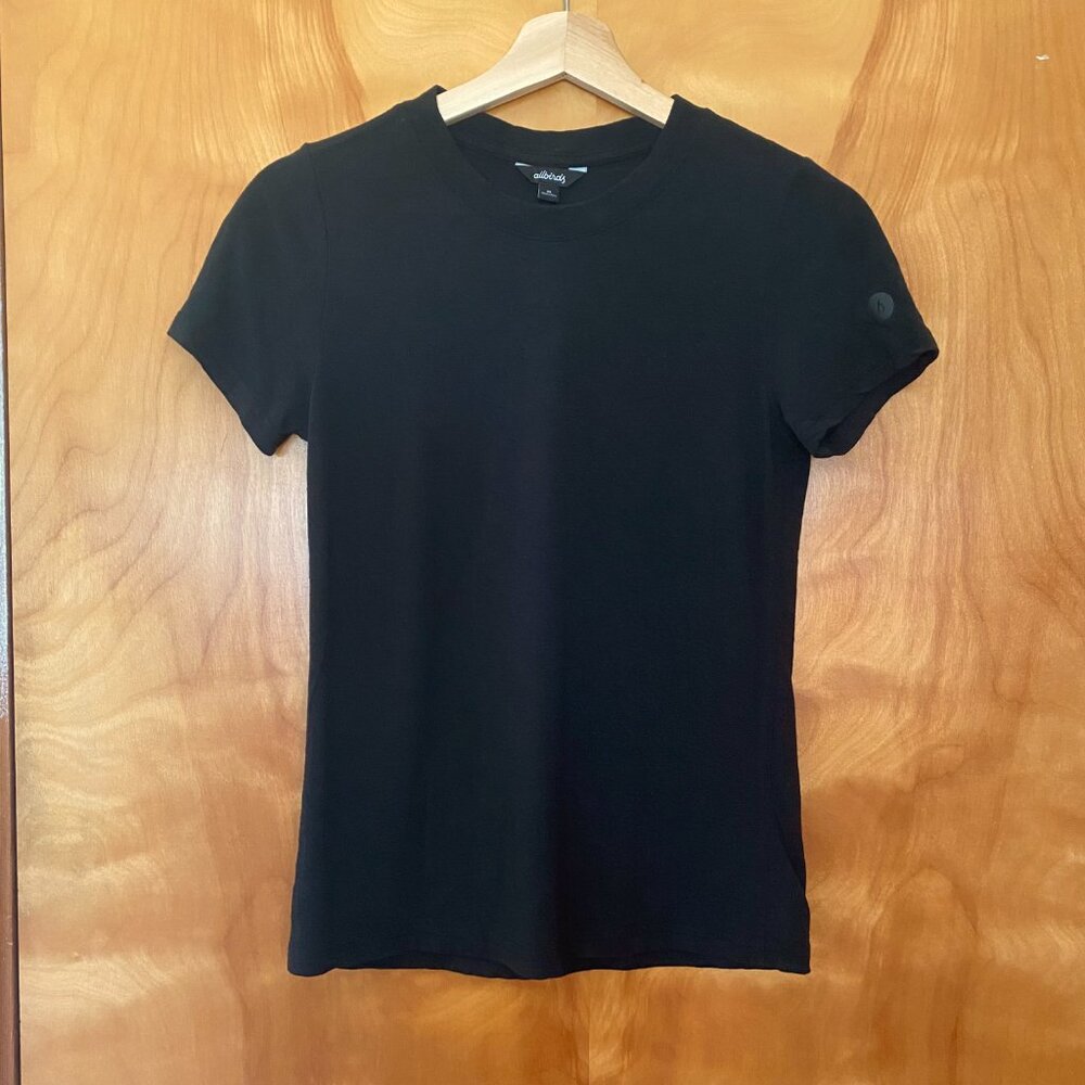 Allbirds Merino Wool Blend TrinoXO Sea Short Sleeve Tee Top Women's XS Black